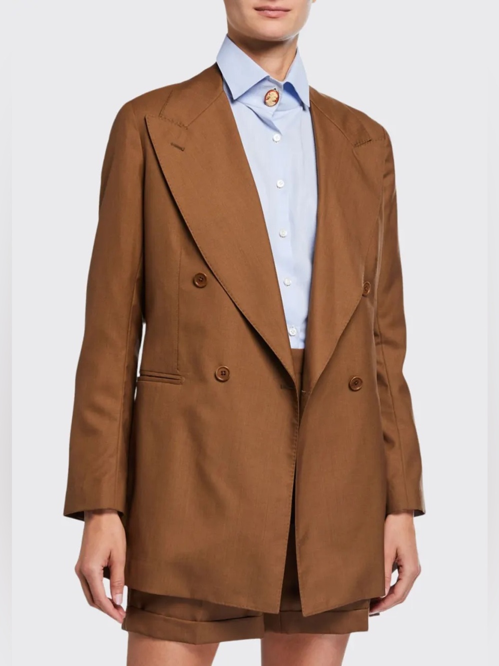 GIULIVA HERITAGE || Double Breasted Virgin Wool Blazer Jacket Brown Tan 48 US 12